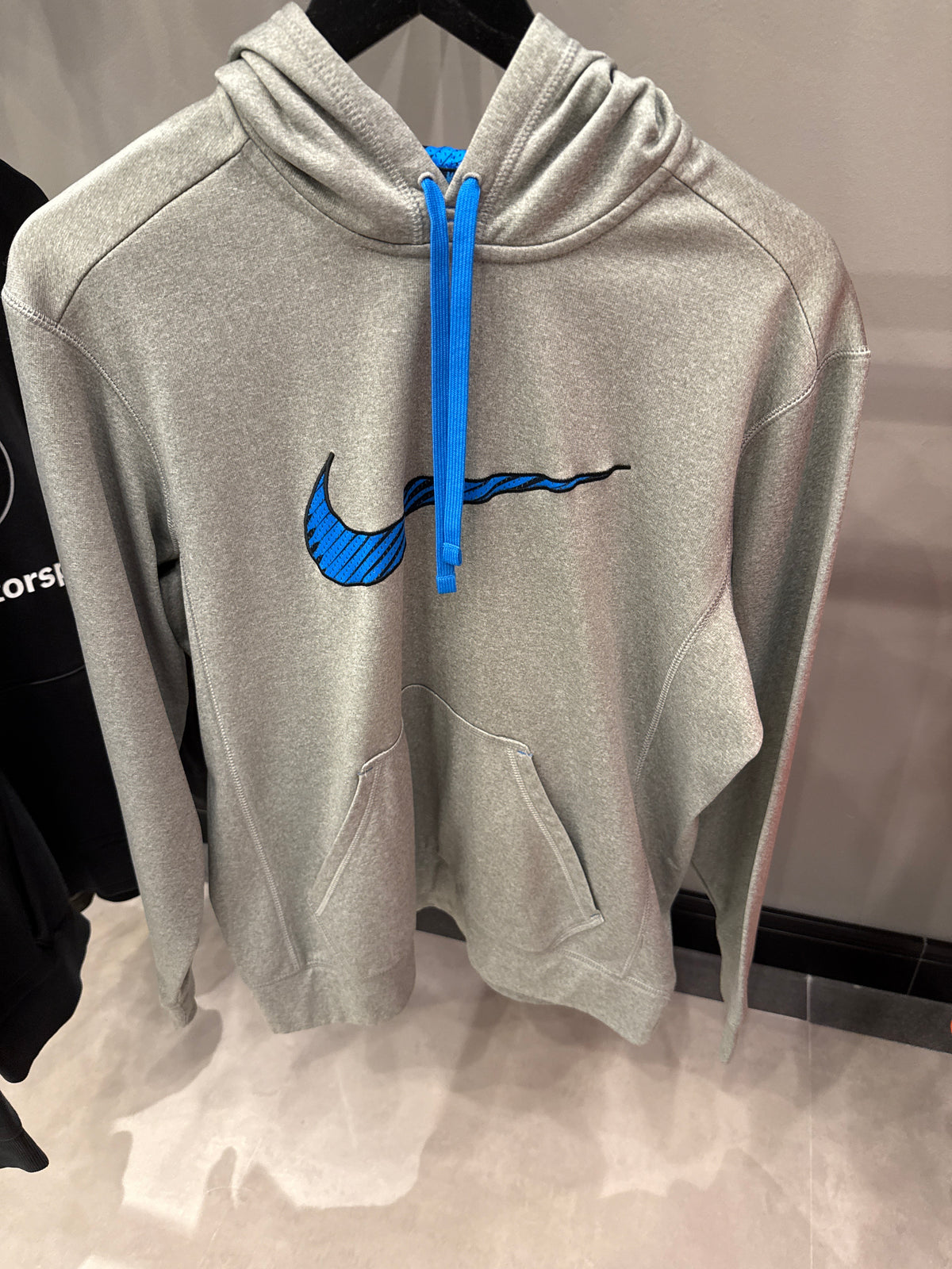 Grey Nike Blue Logo Hoodie